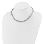 SS RH-plated Polish/Texture Braided w/ 2in ext. Necklace