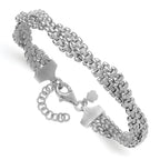 SS RH-plated Polish/Texture Braided w/ 1in ext. Bracelet