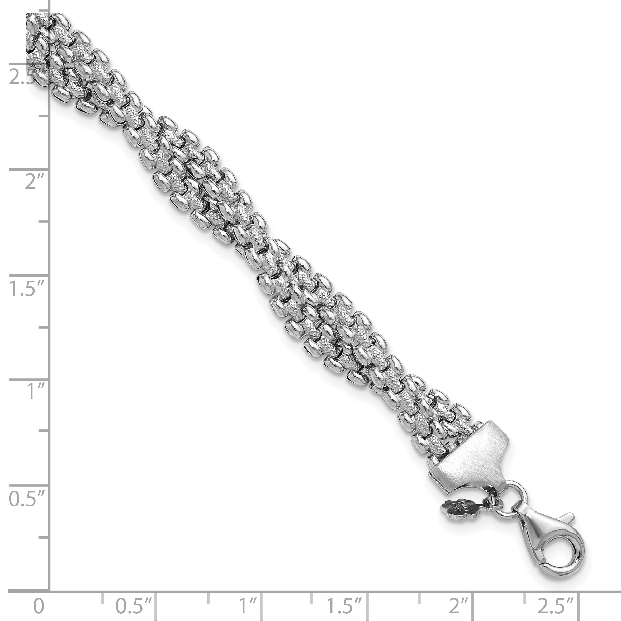 SS RH-plated Polish/Texture Braided w/ 1in ext. Bracelet