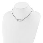 SS RH-plat Polish/Dia-cut Oval 2-Strand w/1.25in ext. Necklace