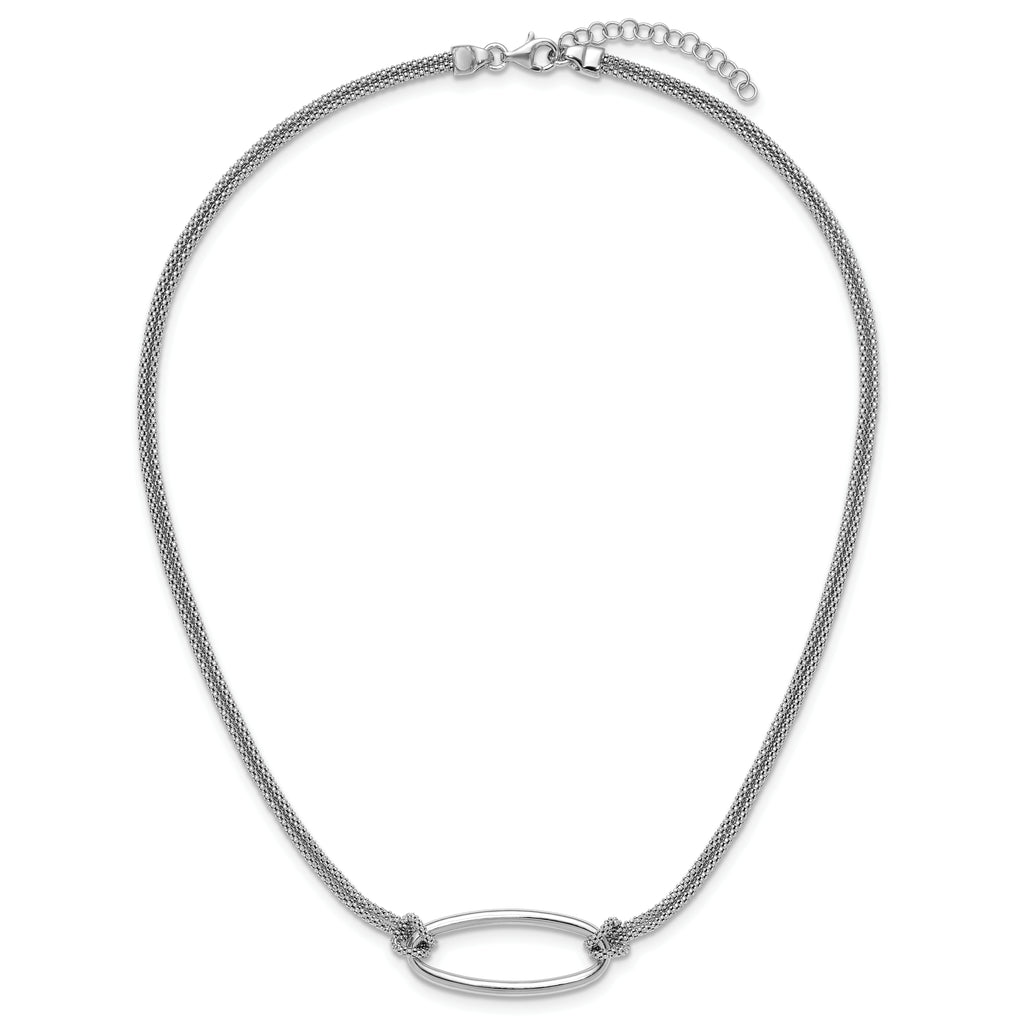 SS RH-plat Polish/Dia-cut Oval 2-Strand w/1.25in ext. Necklace