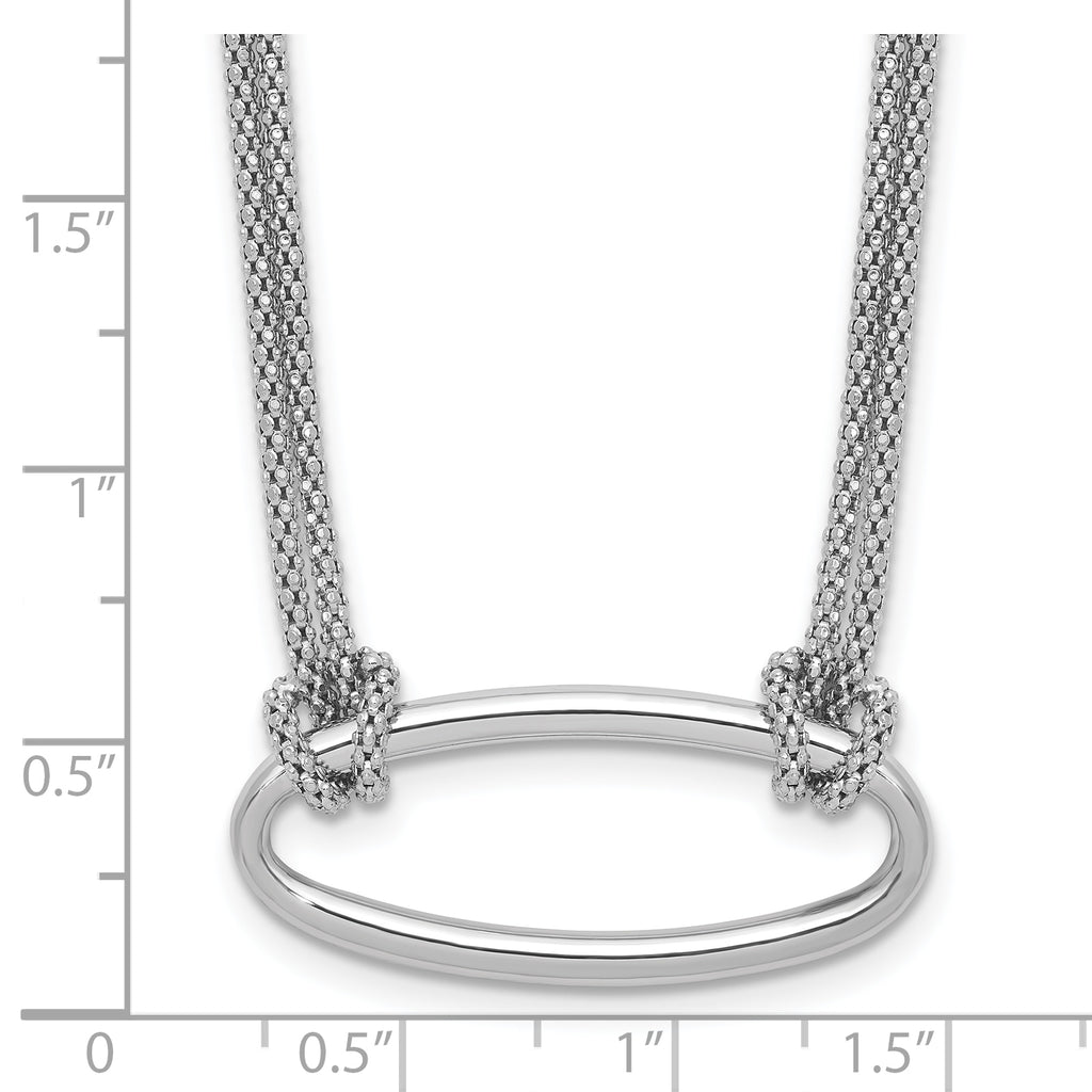 SS RH-plat Polish/Dia-cut Oval 2-Strand w/1.25in ext. Necklace