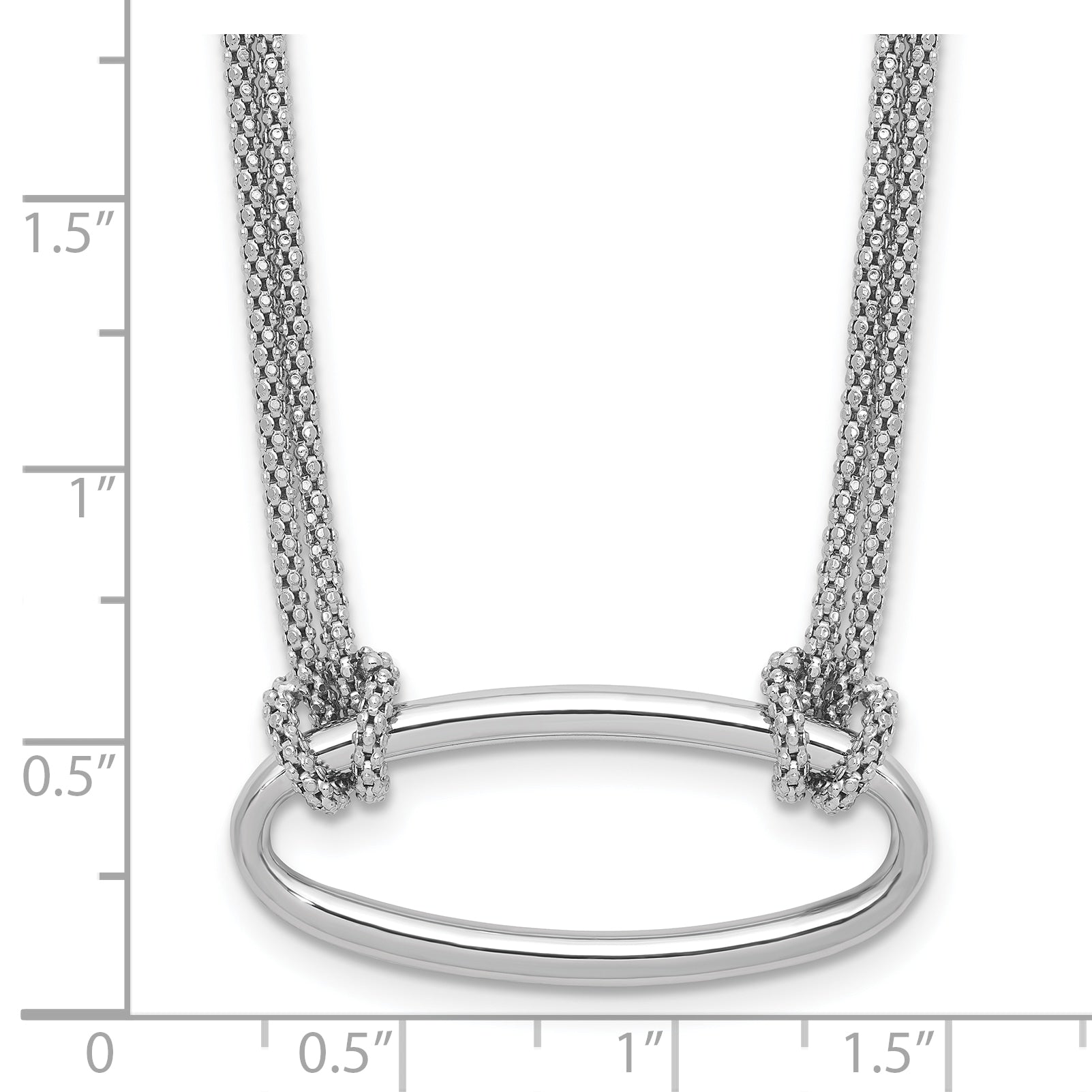 SS RH-plat Polish/Dia-cut Oval 2-Strand w/1.25in ext. Necklace