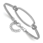 SS RH-plat Polish/Dia-cut Oval 2-Strand w/1.25in ext. Bracelet