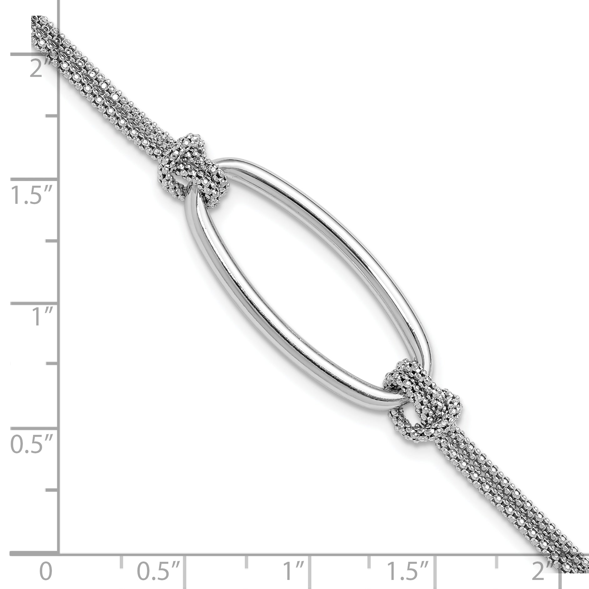 SS RH-plat Polish/Dia-cut Oval 2-Strand w/1.25in ext. Bracelet
