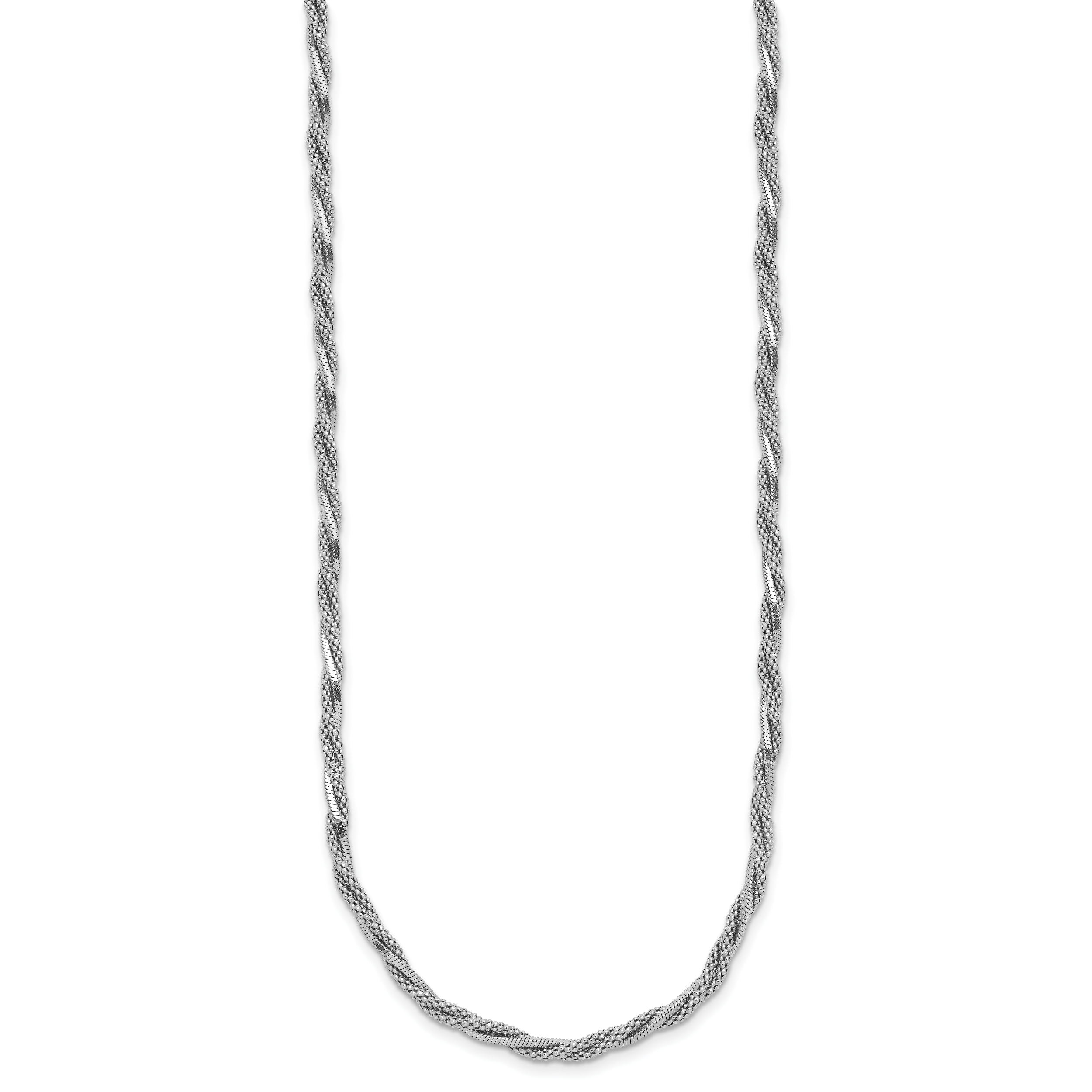 SS RH-plated Polish/Texture Braided w/1.5in ext. Necklace Secondary image