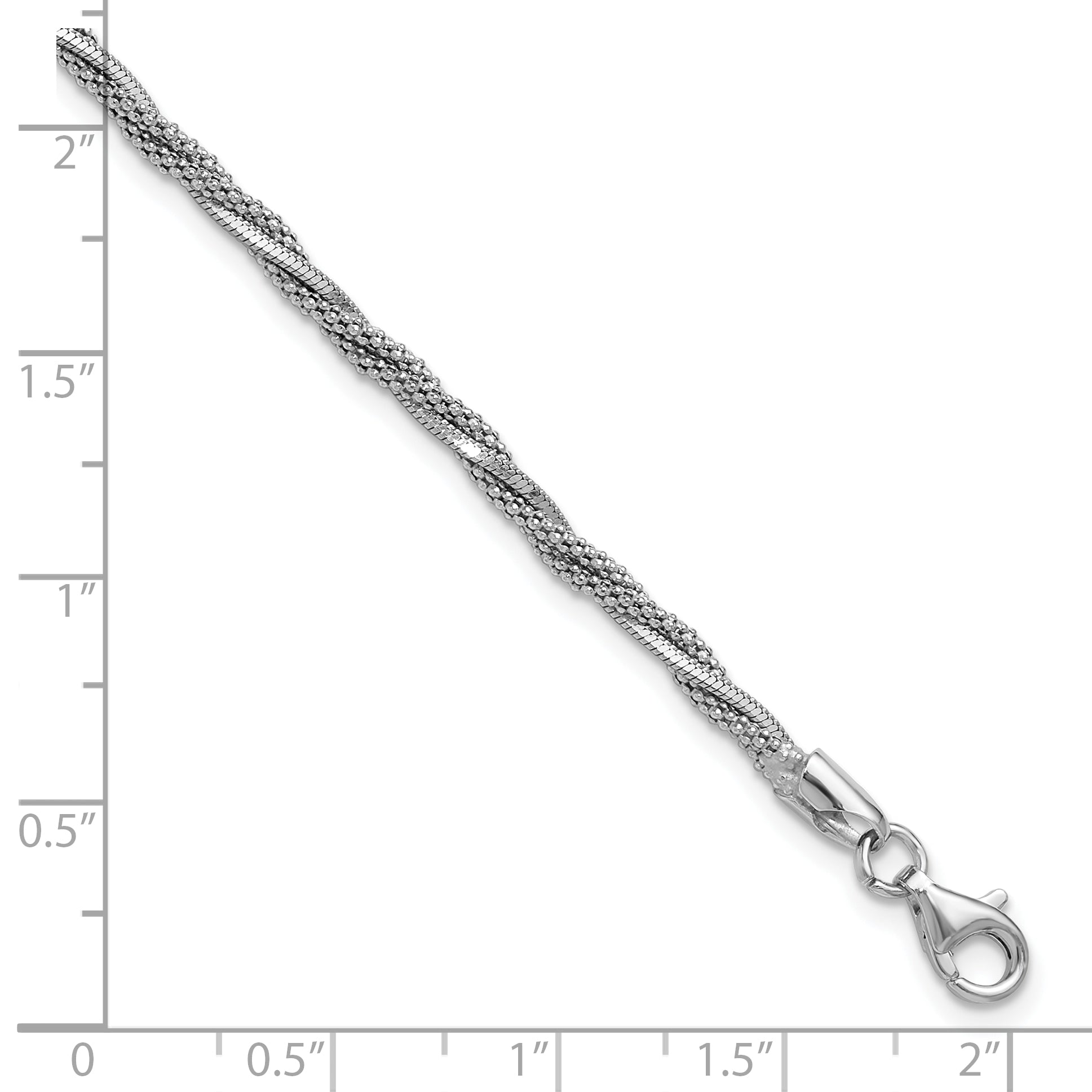 SS RH-plated Polish/Texture Braided w/ .75in ext. Bracelet