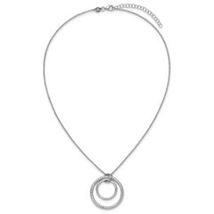 SS RH-plated Polished / Dia-cut Circle w/ 2in ext. Necklace