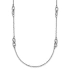 Sterling Silver RH-plate Polish Fancy Link w/2in ext. Necklace