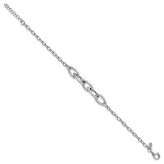 Sterling Silver RH-plate Polish Fancy Link w/ 1in ext. Bracelet