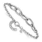 Sterling Silver RH-plate Polish Fancy Link w/ 1in ext. Bracelet