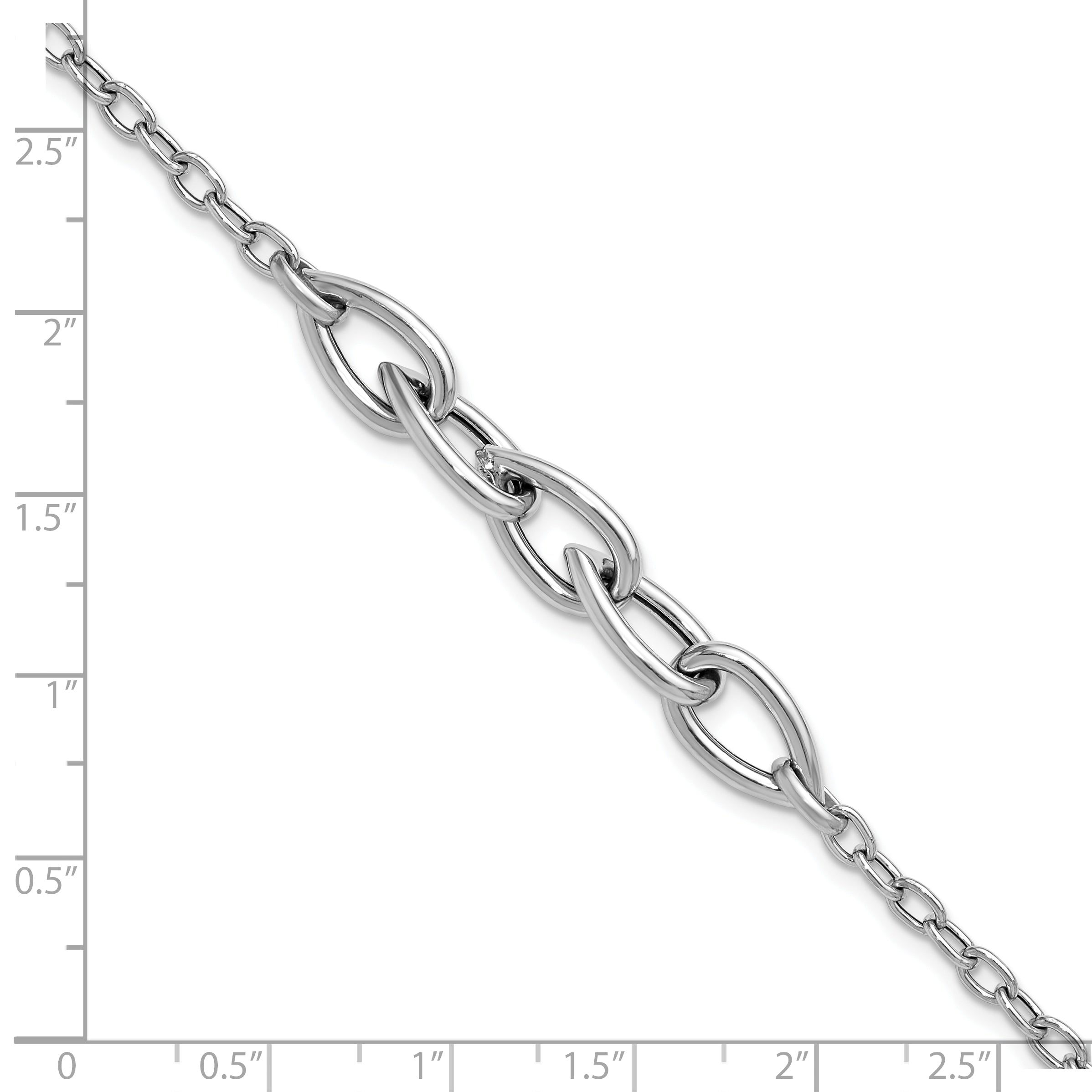 Sterling Silver RH-plate Polish Fancy Link w/ 1in ext. Bracelet