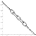 Sterling Silver RH-plate Polish Fancy Link w/ 1in ext. Bracelet