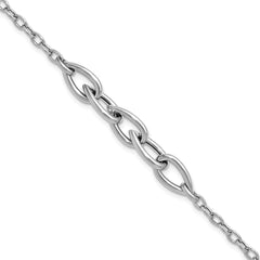 Sterling Silver RH-plate Polish Fancy Link w/ 1in ext. Bracelet