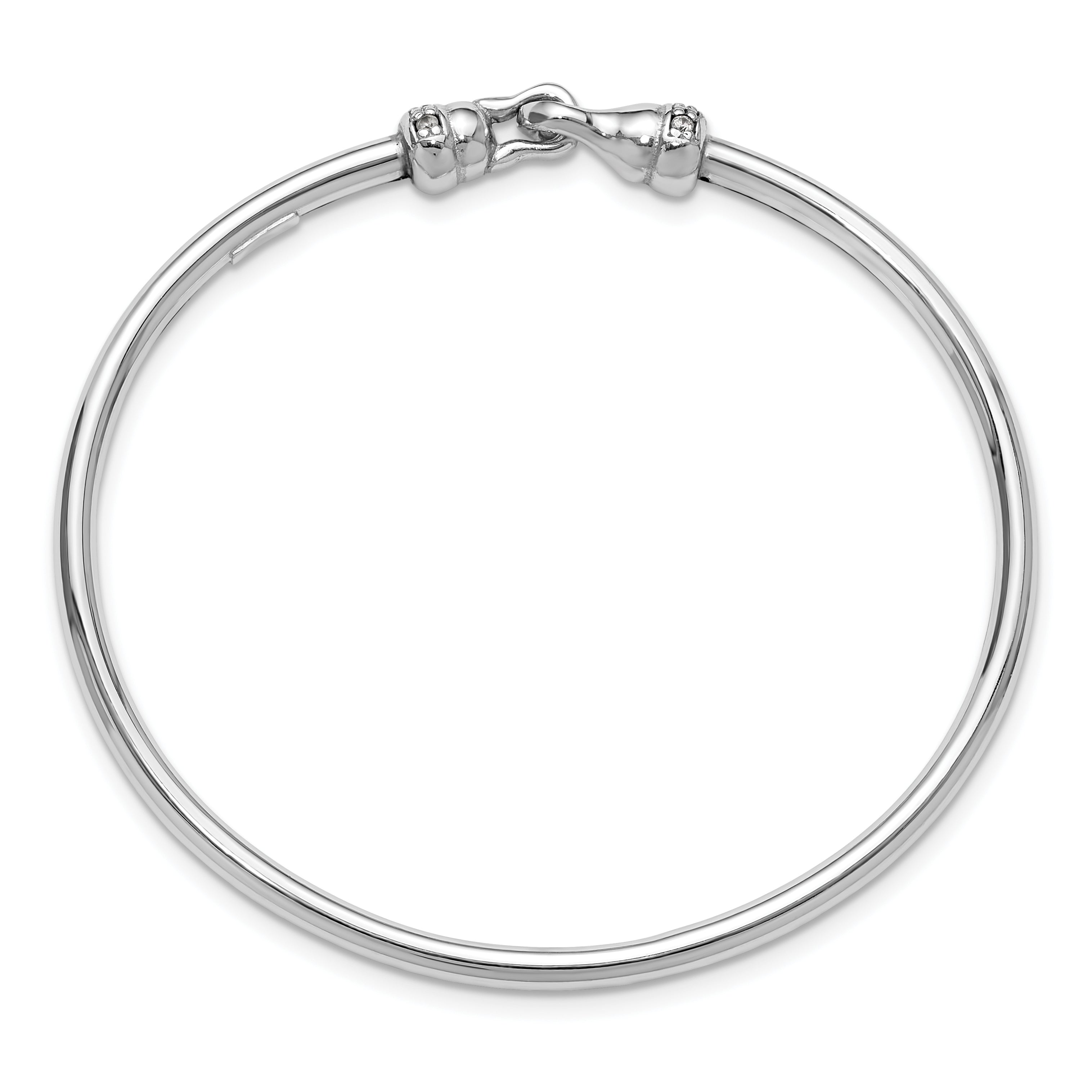 Sterling Silver RH-plated Polished CZ Flexible Bangle Secondary image