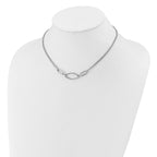 SS RH-plat Polish/Dia-cut Fancy 2-strand w/2in ext. Necklace