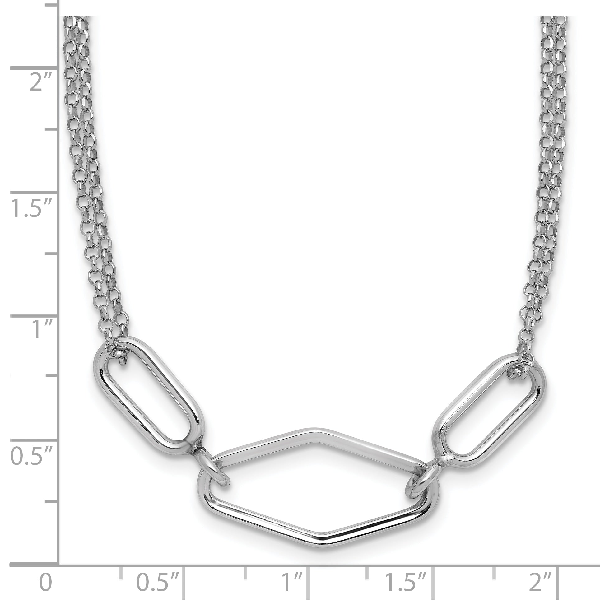 SS RH-plat Polish/Dia-cut Fancy 2-strand w/2in ext. Necklace
