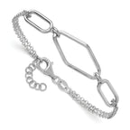 SS RH-plat Polish/Dia-cut Fancy 2-strand w/.75in ext. Bracelet