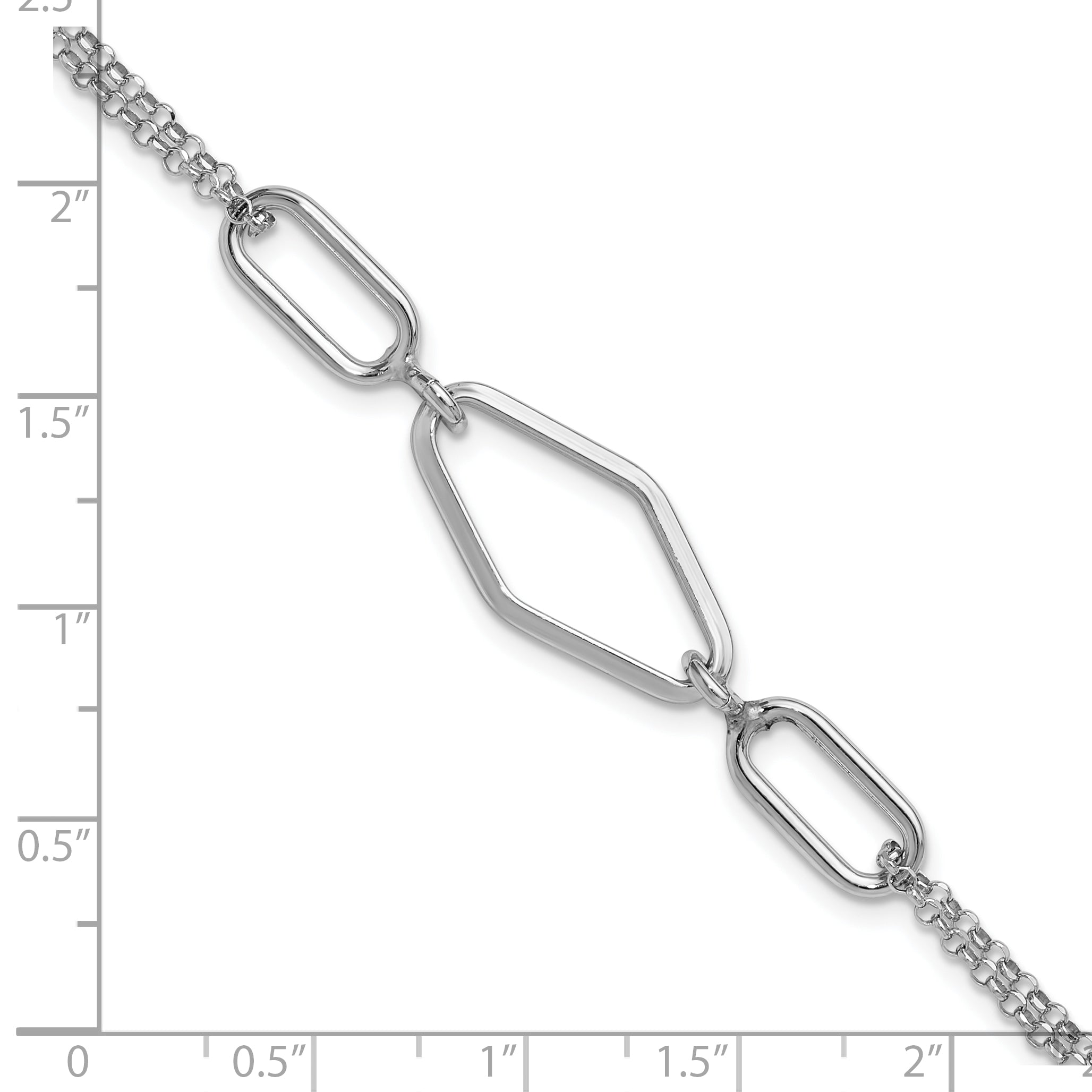 SS RH-plat Polish/Dia-cut Fancy 2-strand w/.75in ext. Bracelet