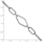 SS RH-plat Polish/Dia-cut Fancy 2-strand w/.75in ext. Bracelet