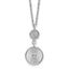 SS RH-plated CZ Polish/Grooved Circle w/2in ext. Necklace