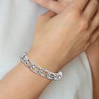 SS RH-plated Polished Fancy Link w/.5in ext. Bracelet