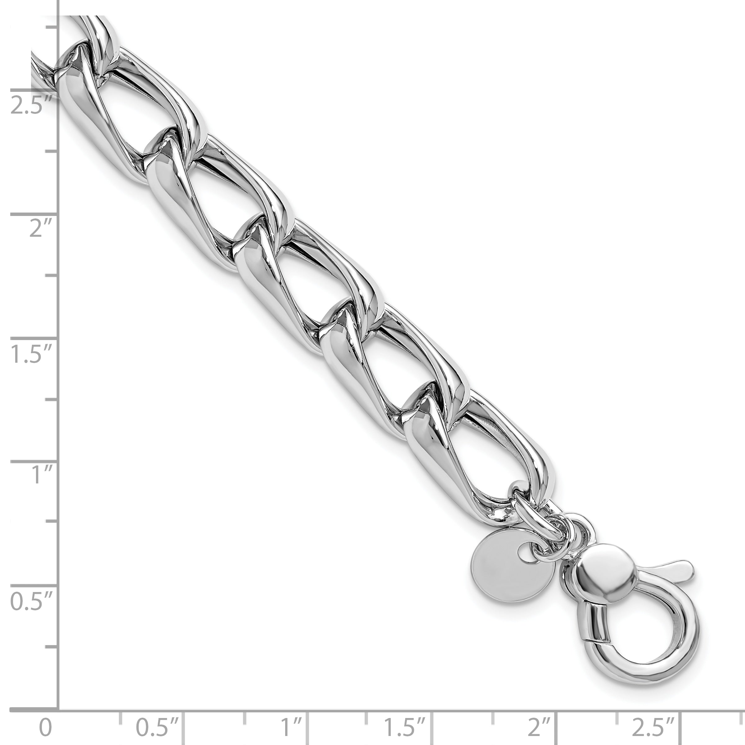 SS RH-plated Polished Fancy Link w/.5in ext. Bracelet