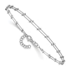 Sterling Silver Rhodium-plated 2-Strand Beaded 9 inch Plus 1 inch Extender - Total 10 inch Anklet