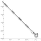 Sterling Silver Rhodium-plated Bead 9 inch Plus 1 inch Extender - Total 10 inch Anklet