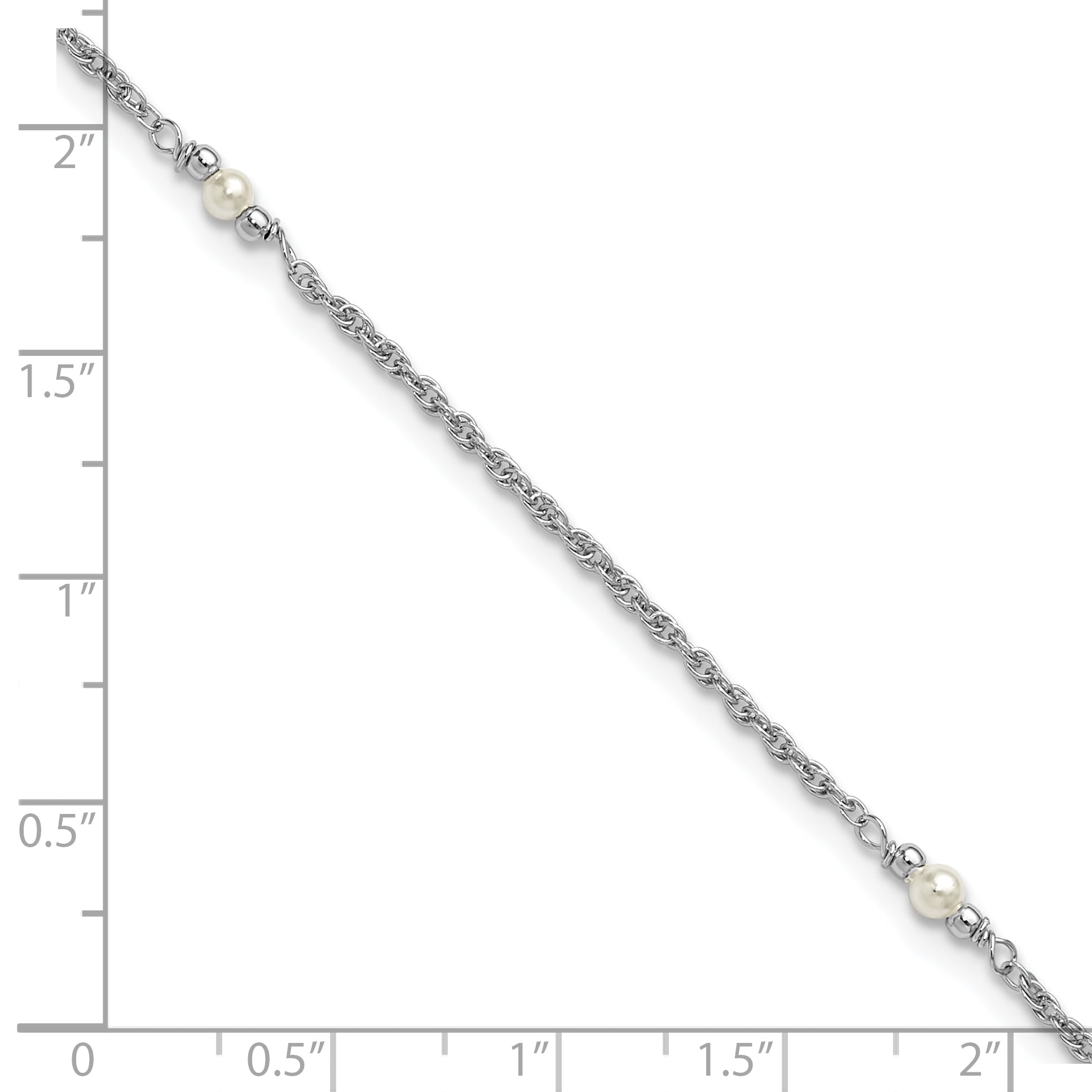 Sterling Silver Rhodium-plated Freshwater Cultured Pearl 9 inch Plus 1 inch Extender - Total 10 inch Anklet