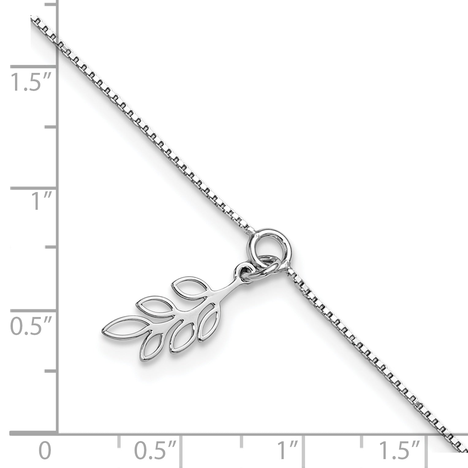 Sterling Silver Rhodium-plated Leaf Charm 9 inch Plus 1 inch Extender - Total 10 inch Anklet