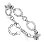 SS RH-plat Polish/Textured Fancy Link w/1.25in ext. Bracelet