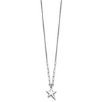 SS RH-plated Polished Star Pendant w/1.25in ext. Necklace