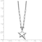 SS RH-plated Polished Star Pendant w/1.25in ext. Necklace