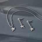 SS RH-plated Polished Star Pendant w/1.25in ext. Necklace