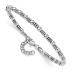 Sterling Silver RH-plated Fancy Beaded w/1in ext. Bracelet