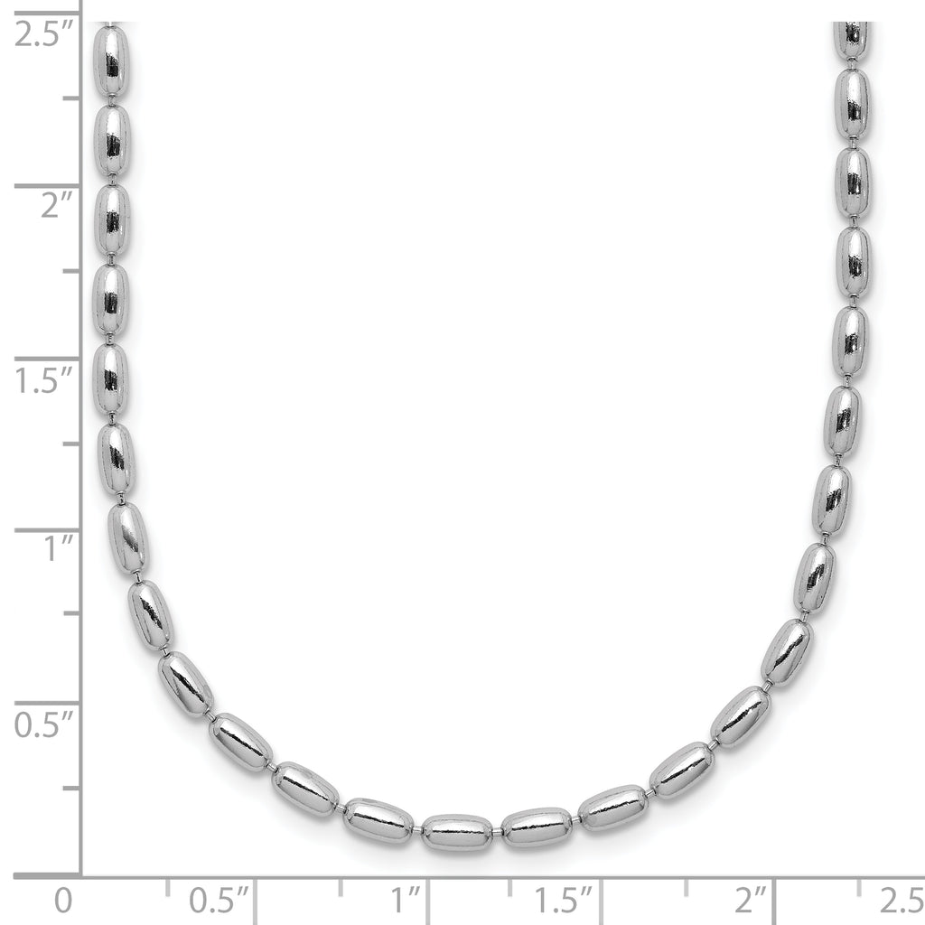 Sterling Silver RH-plated Oval Beaded w/1.75in ext. Necklace