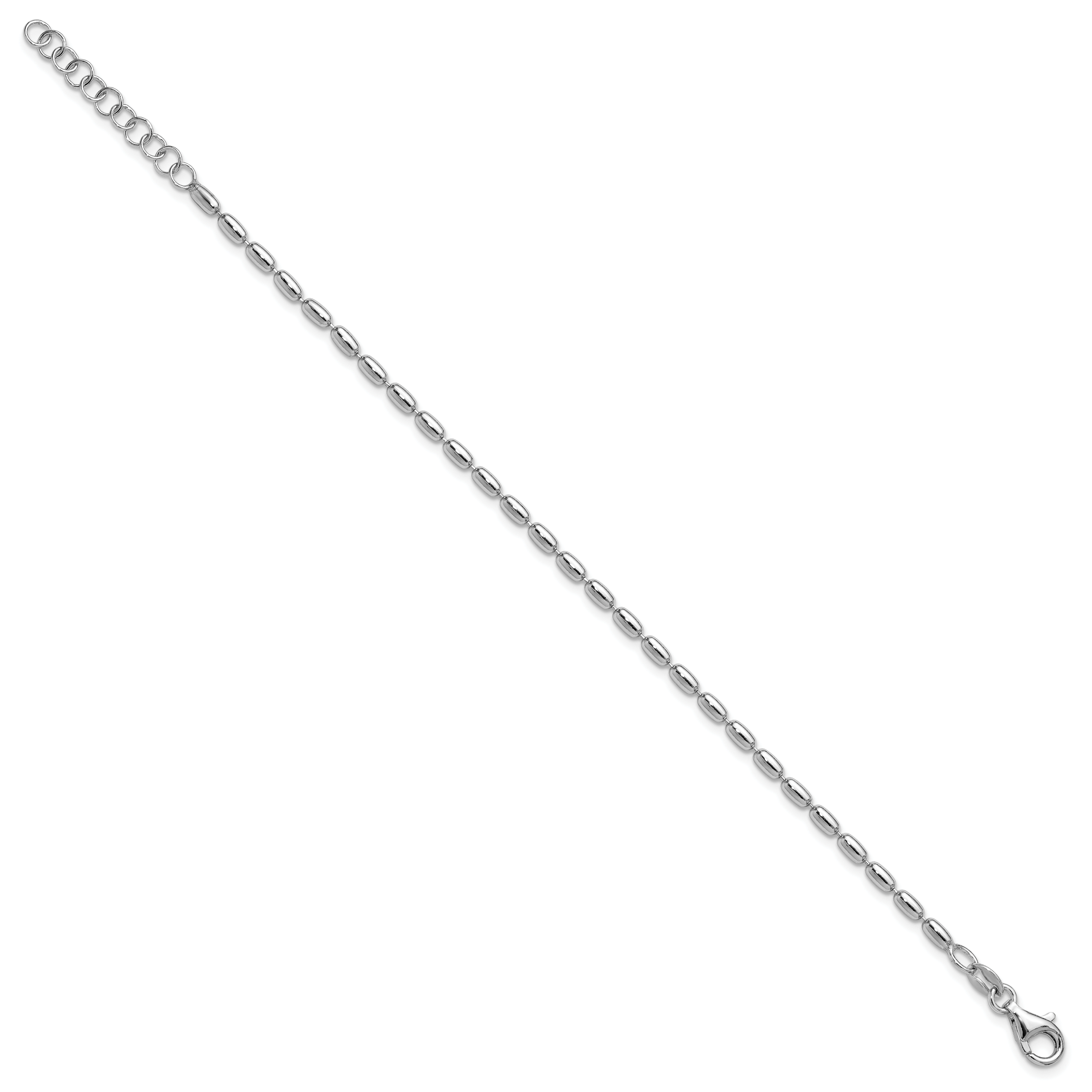Sterling Silver RH-plated Oval Beaded w/1.25in ext. Bracelet Secondary image
