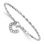 Sterling Silver RH-plated Oval Beaded w/1.25in ext. Bracelet
