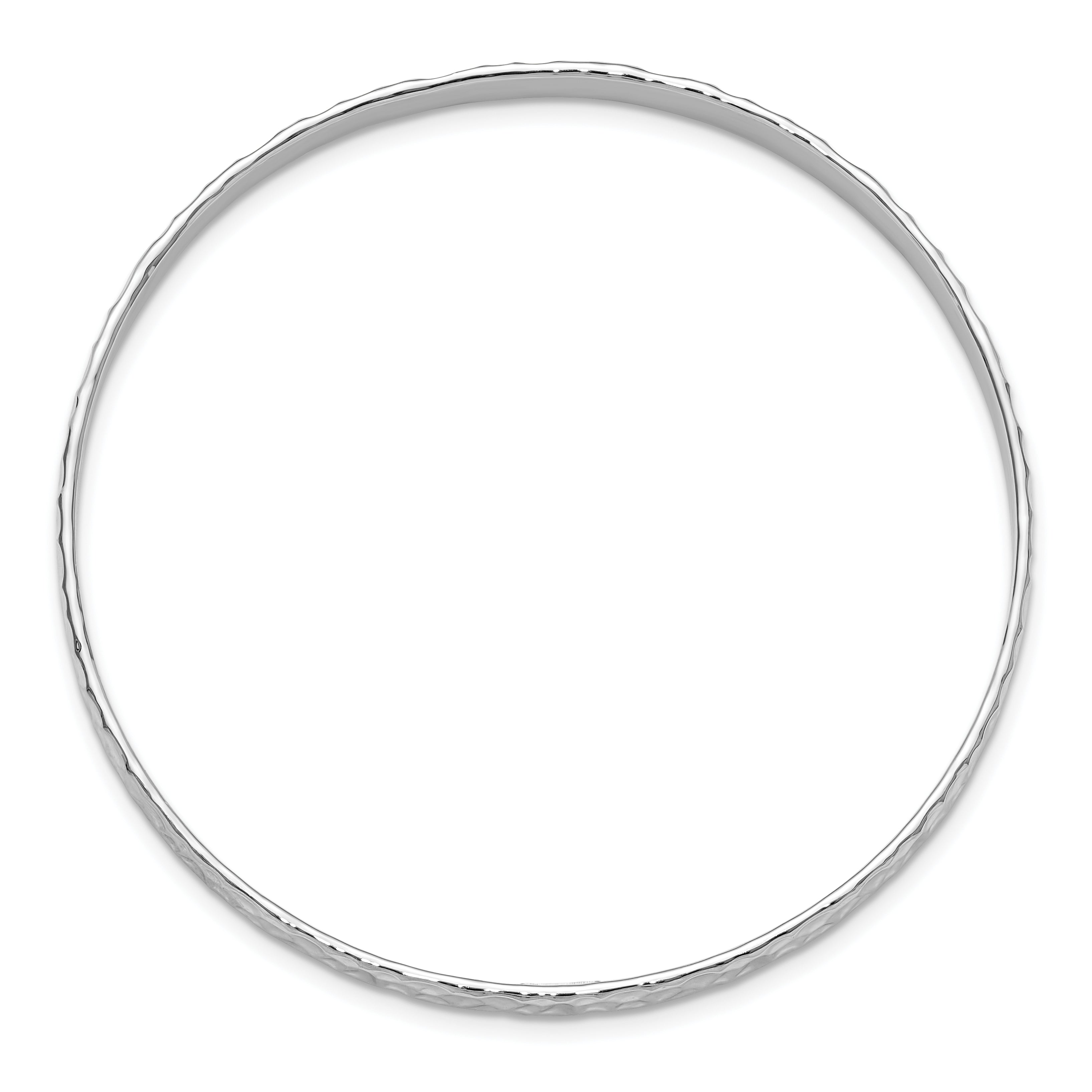 Sterling Silver RH-plated Polished/Hammered Slip-On Bangle Secondary image