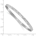 Sterling Silver RH-plated Polished/Hammered Slip-On Bangle