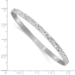 Sterling Silver RH-plated Polished/Hammered Slip-On Bangle