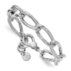 SS RH-plated Polished/Grooved Link w/.75in ext. Bracelet