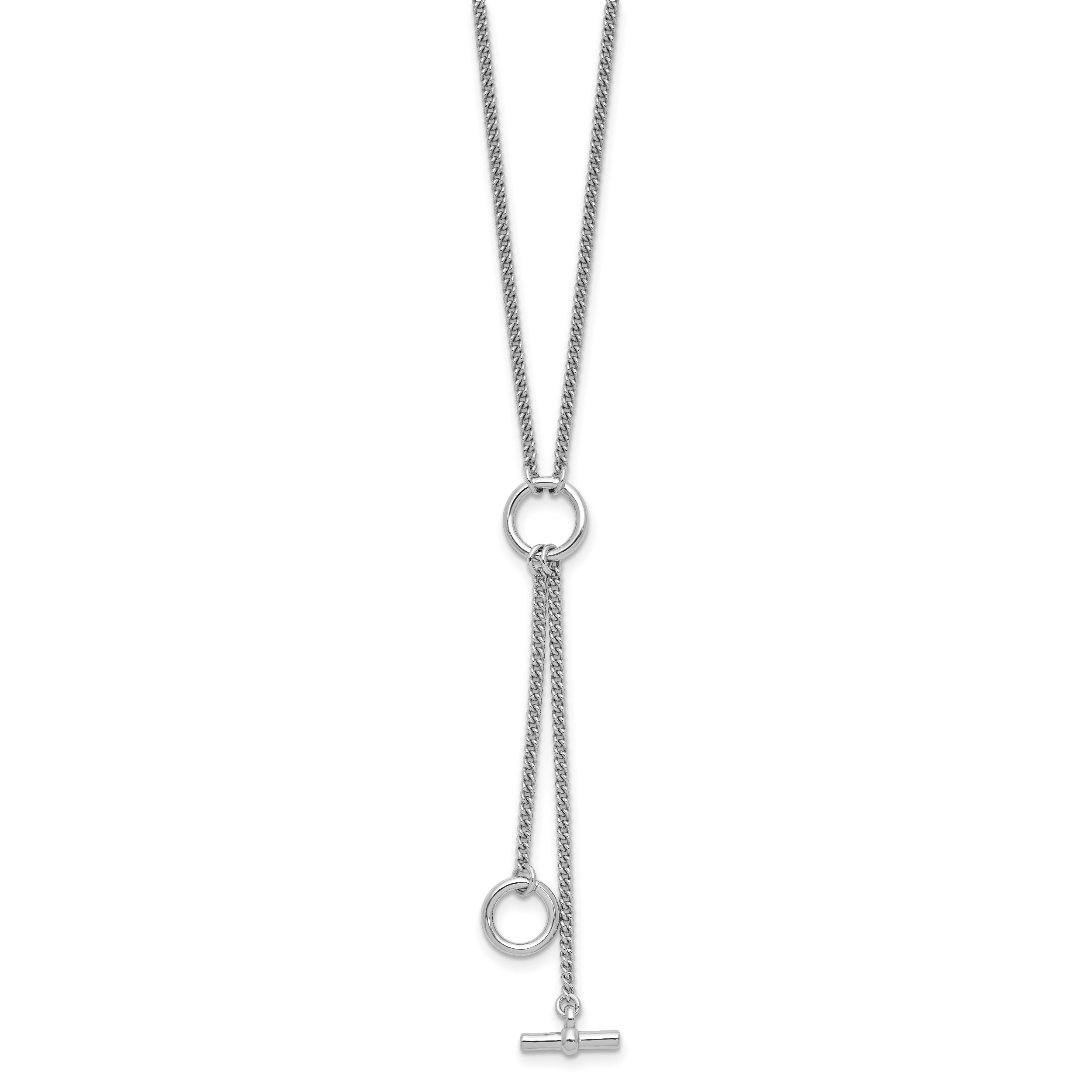 SS RH-plated Polished Circle Tassel w/2in ext. Necklace Secondary image