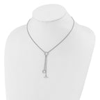 SS RH-plated Polished Circle Tassel w/2in ext. Necklace