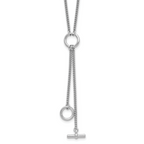 SS RH-plated Polished Circle Tassel w/2in ext. Necklace