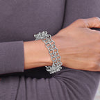 SS RH-plated Polished 2-strand Circle Link Bracelet