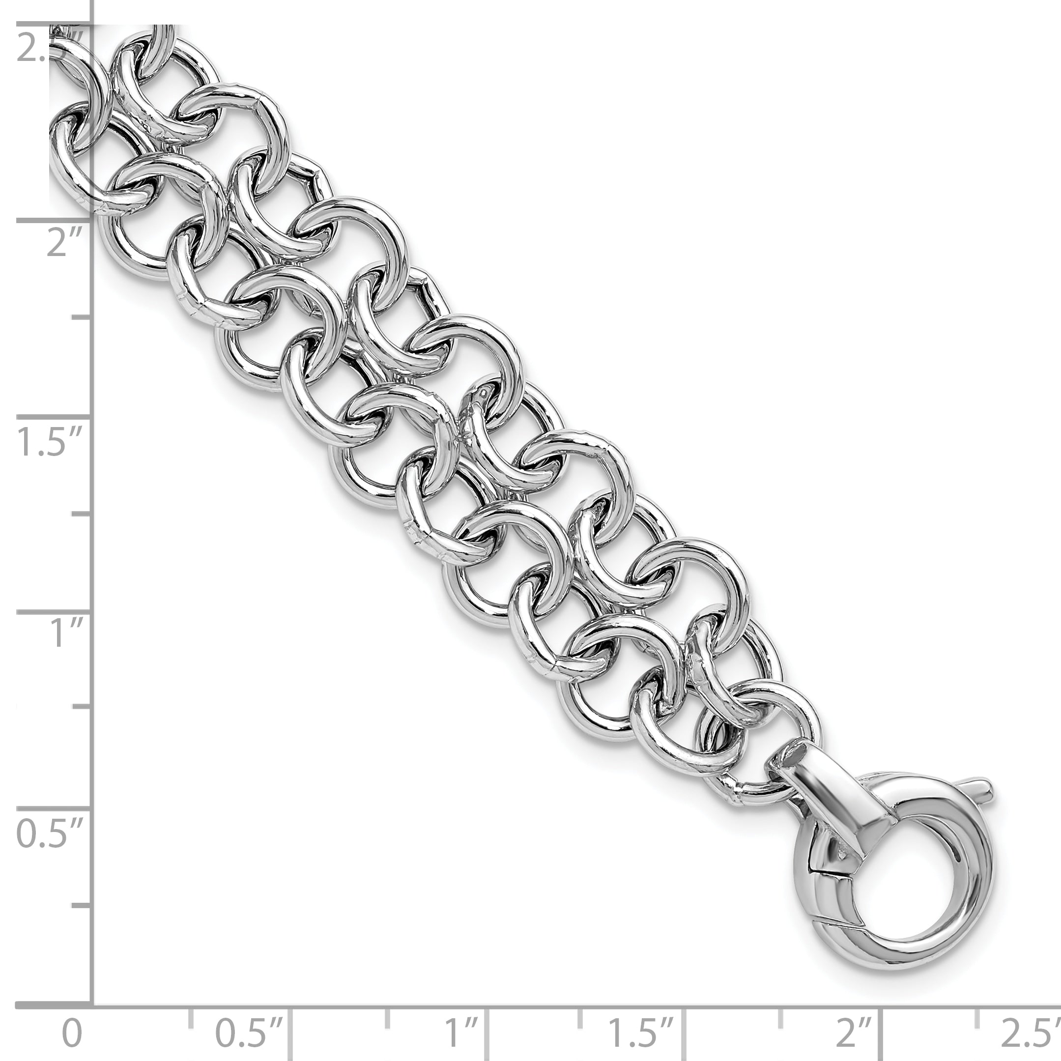 SS RH-plated Polished 2-strand Circle Link Bracelet