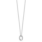 Sterling Silver RH-plat Polish/Brush Oval w/1in ext. Necklace