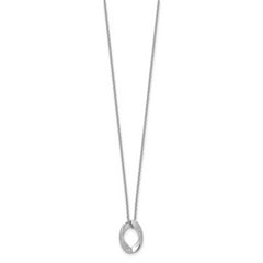 Sterling Silver RH-plat Polish/Brush Oval w/1in ext. Necklace